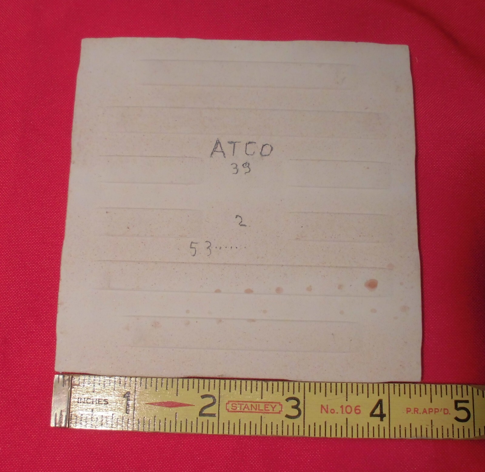 1 pc. Medium Brown – Nutmeg: 4-3/8″ Glossy Ceramic Tile by ATCO, New Old Stock