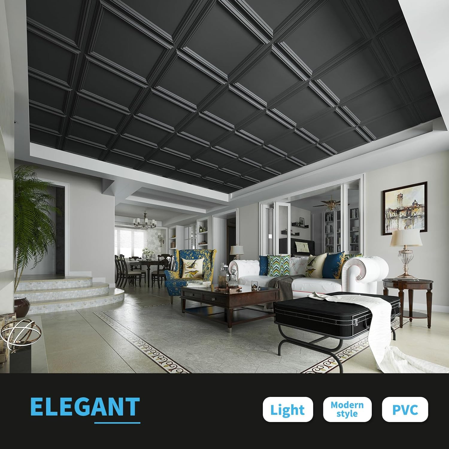 12-Pack Drop Relief Ceiling Tiles for Home, Office & Commercial Space, 24 X 24In
