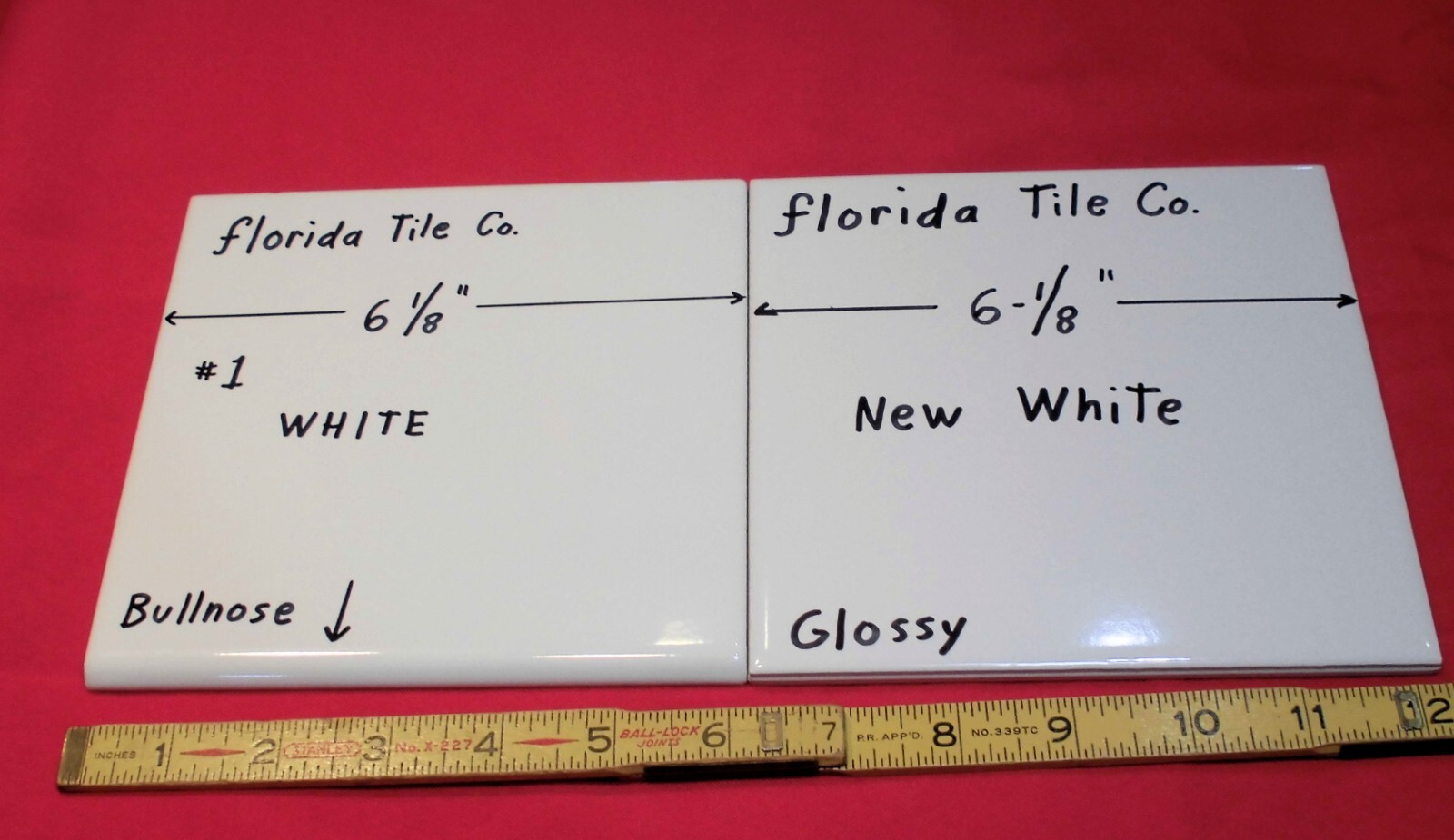 Glossy #1 White: 6-1/8″ Ceramic Bullnose Tile by Florida Co. Made in USA, NOS