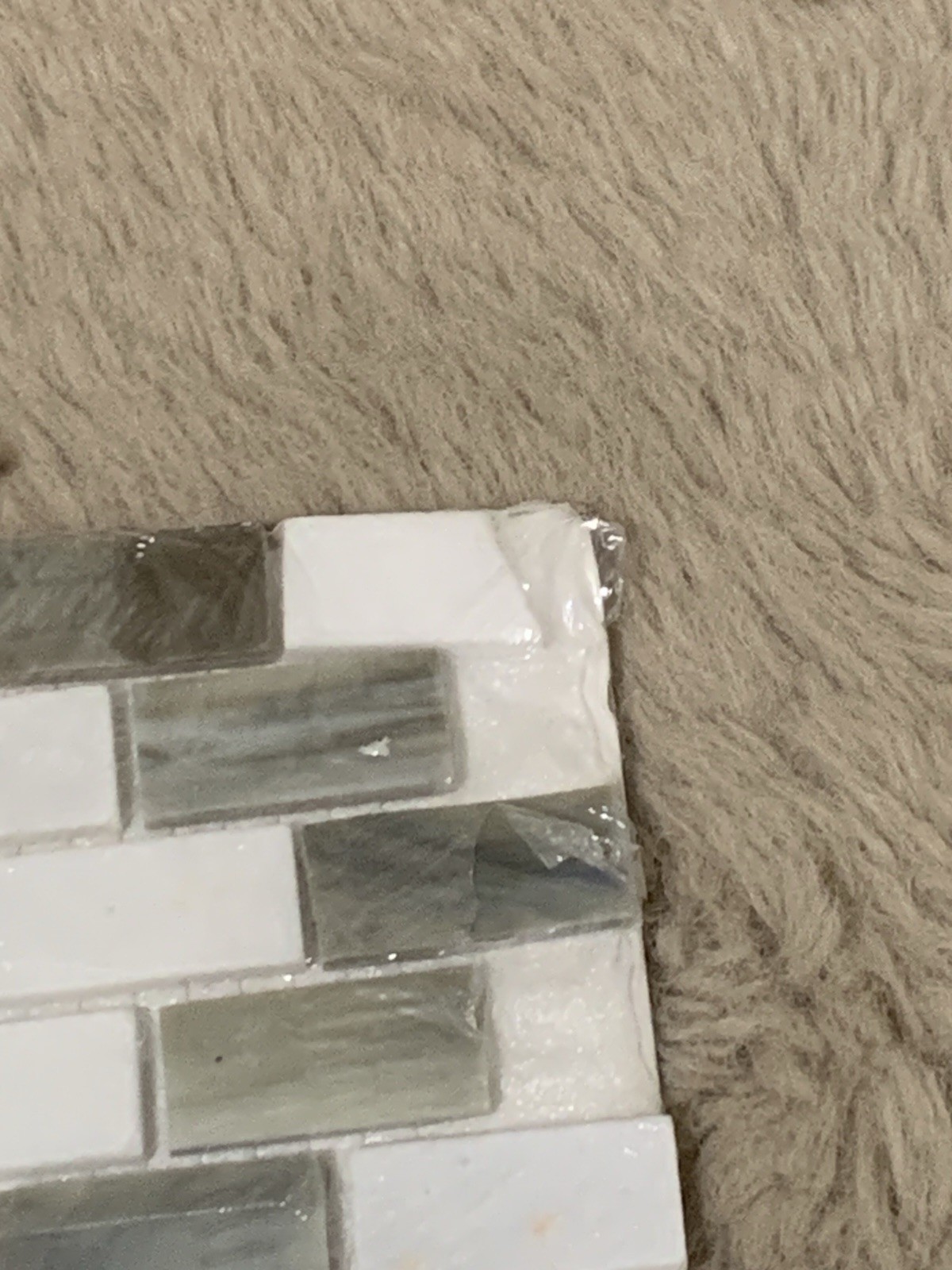American Olean 12×12 Mosaic Tile Glass Stone Gray White Glossy 2 Sheets