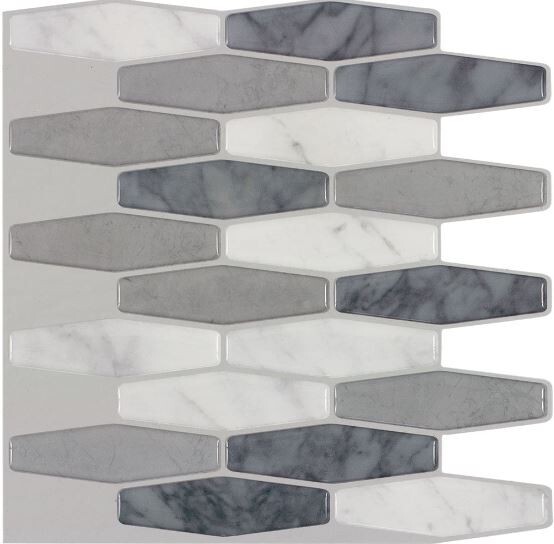 Peel-and-Stick Mosaic Wall Tile, 9.4″ X 10″ Marmol Elongated Made USA FREE SHIP