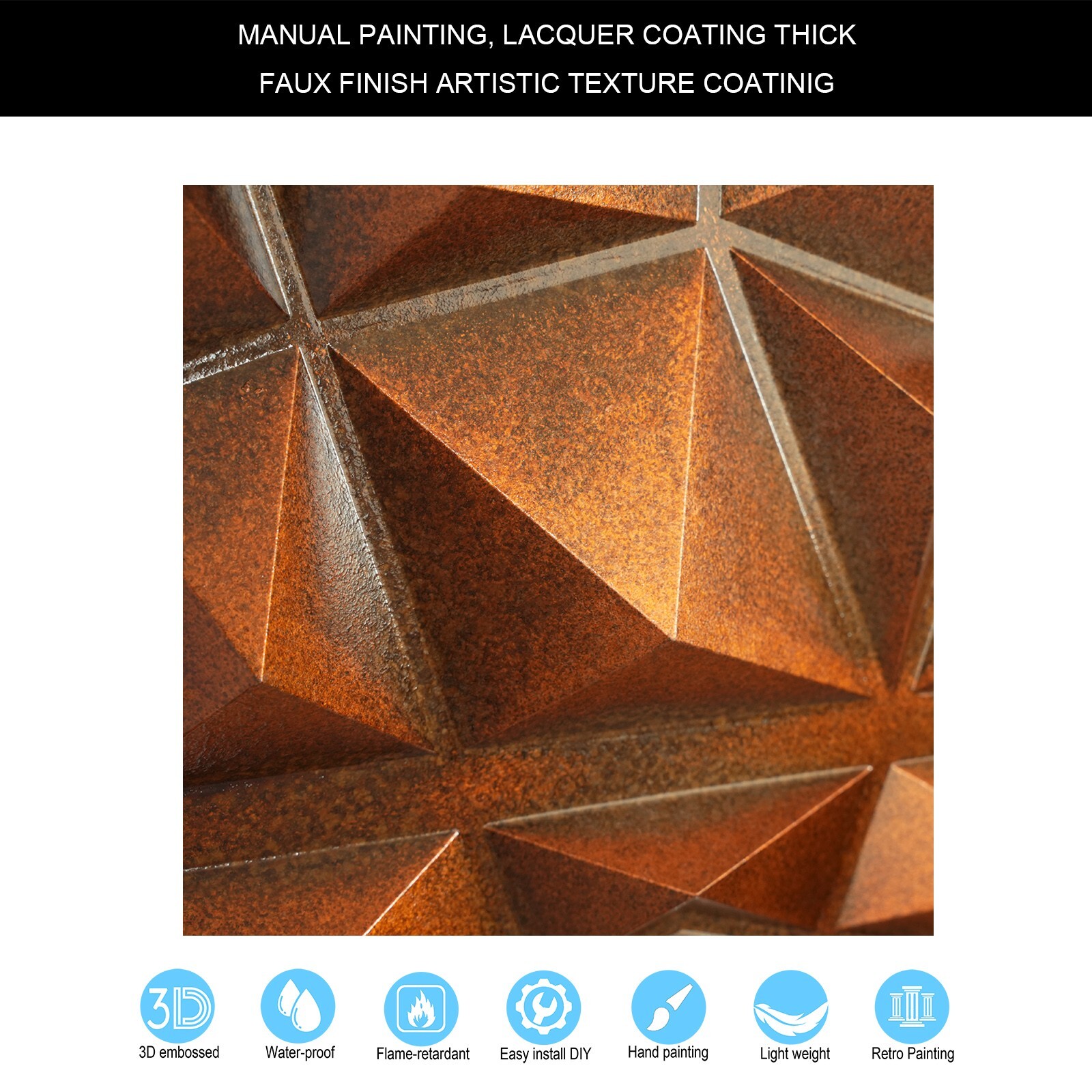 Artistic 3D Ceiling Tile Aged Artwork Panels Decor PLM101 Archaic copper 10pcs