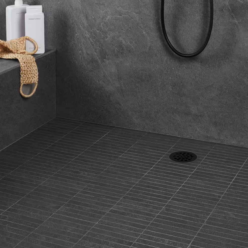 Monolith Charcoal Black 11.81 In. X 11.81 In. Stacked Matte Porcelain Mosaic Flo