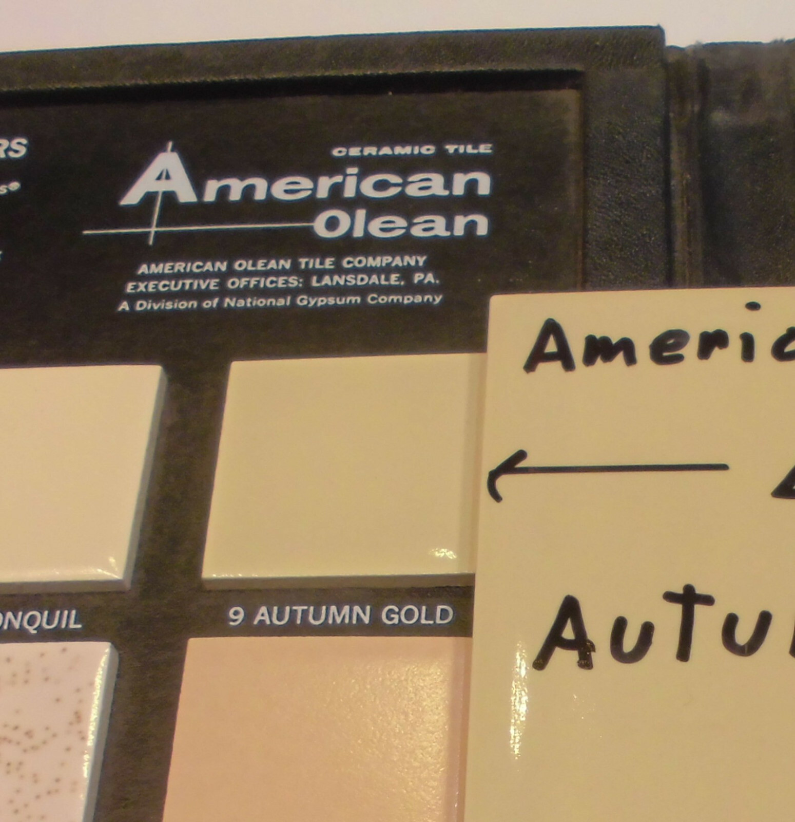 1 pc. Vintage Glossy Ceramic Bullnose Tile 4-1/4” *Autumn Gold-Yellow* By A. O.