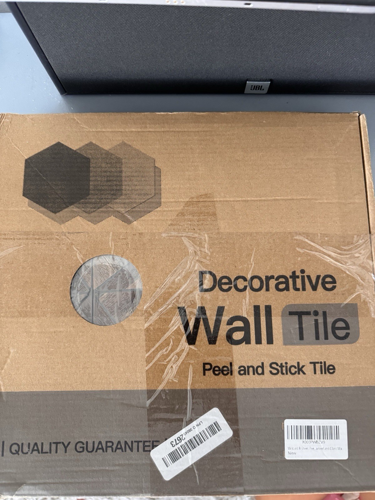 Peel & Stick 8×8 Glossy Glass Geometric Wall Tile 8-Pack Brown/Gray/Orange