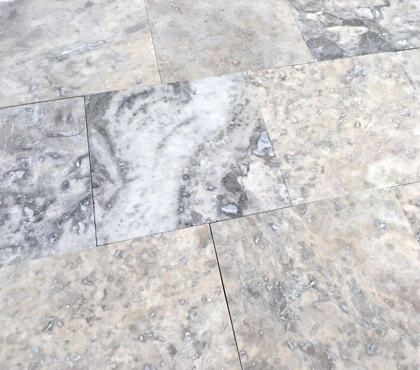 Silver 2×2 Honed Filled Travertine Mosaic Floor and Wall Tile (Sold by piece)