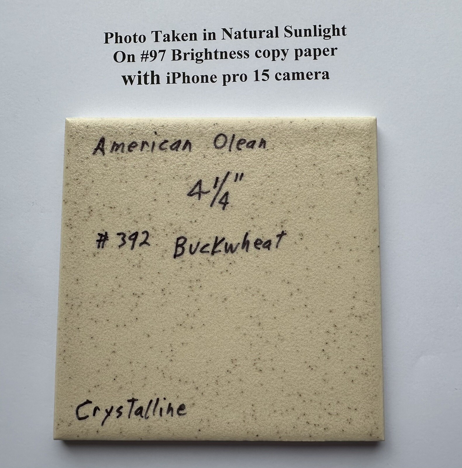 1 pc. Buckwheat: 4-1/4″ Crystalline Ceramic Tile, American Olean, Made 1980’s