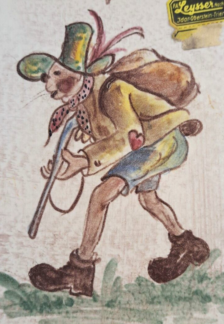 Vintage Ulmer Keramik Tile Germany Hobo Hunter Hand Painted 6×6 Leysser