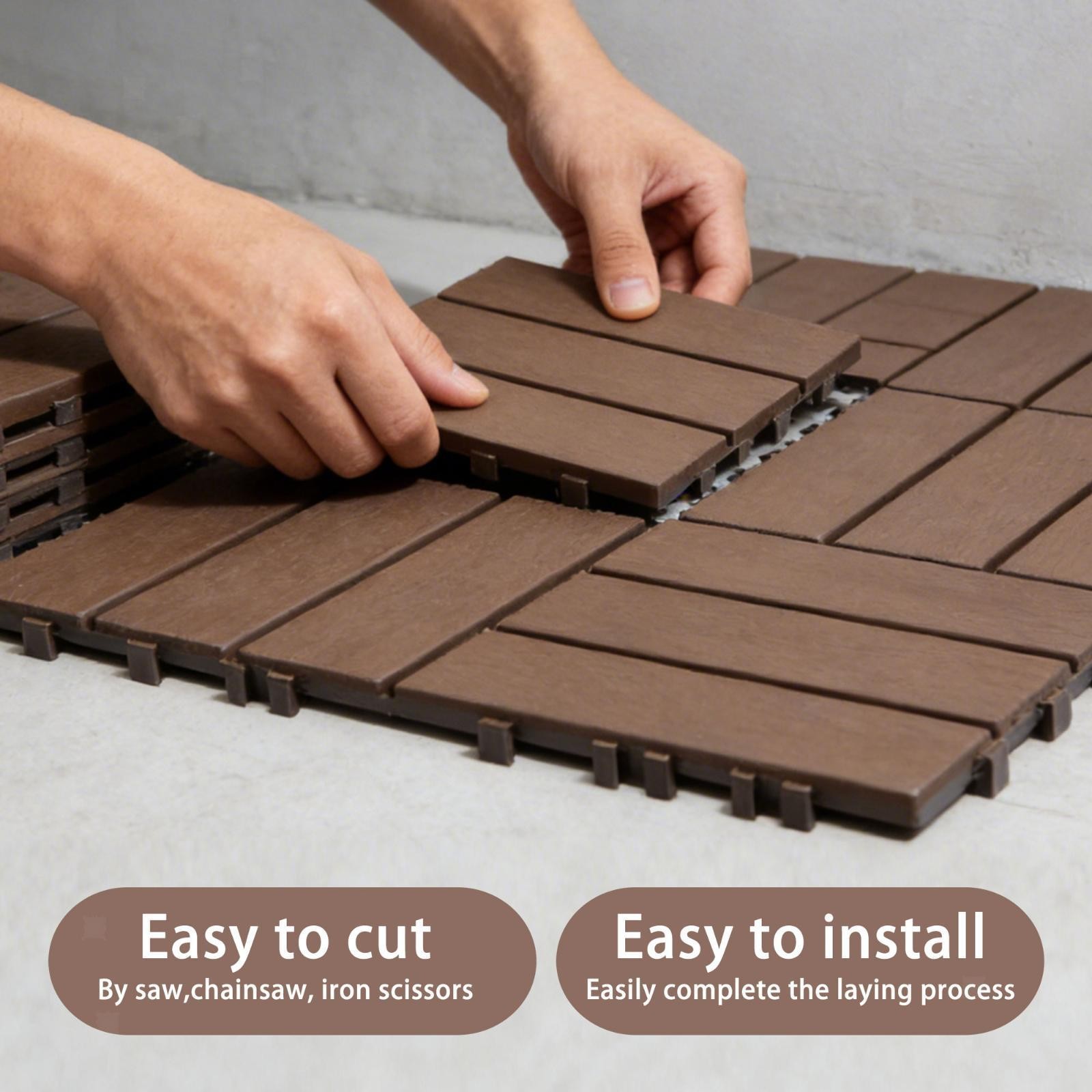 Interlocking Deck Tiles 68-Pack, 61.60 Sq.Ft, Waterproof, Composite Wood-Resin,