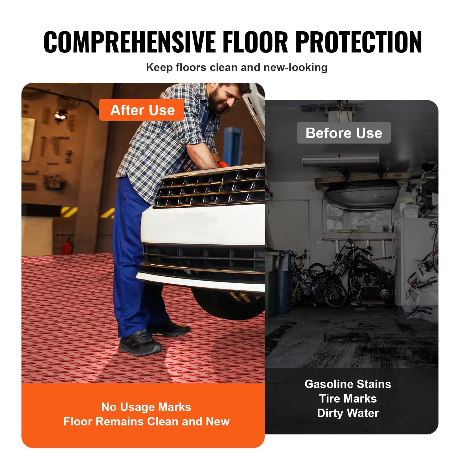 50 Pack Red Interlocking Garage Floor Tiles Multi Use Heavy Duty 5500lbs Capa…