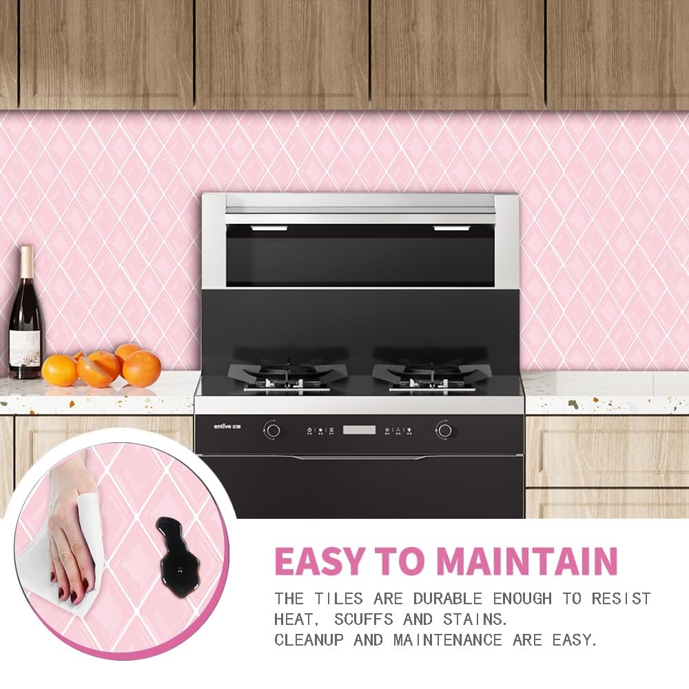 5-Peel and Stick Backsplash Tile Diamond Shape Stick on Backsplash Adhesive T…