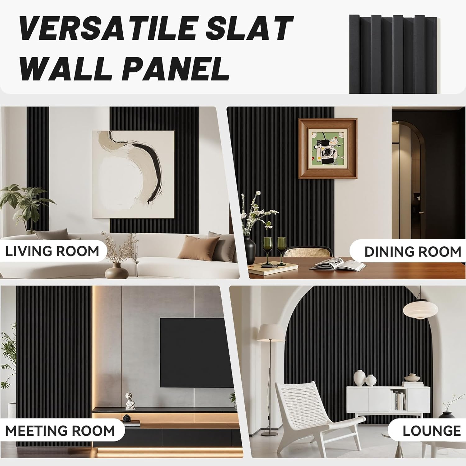 WPC Slat Wall Paneling, 8-Pack Water – Proof 3D Wall Panels, Accent Slat Wall Pa