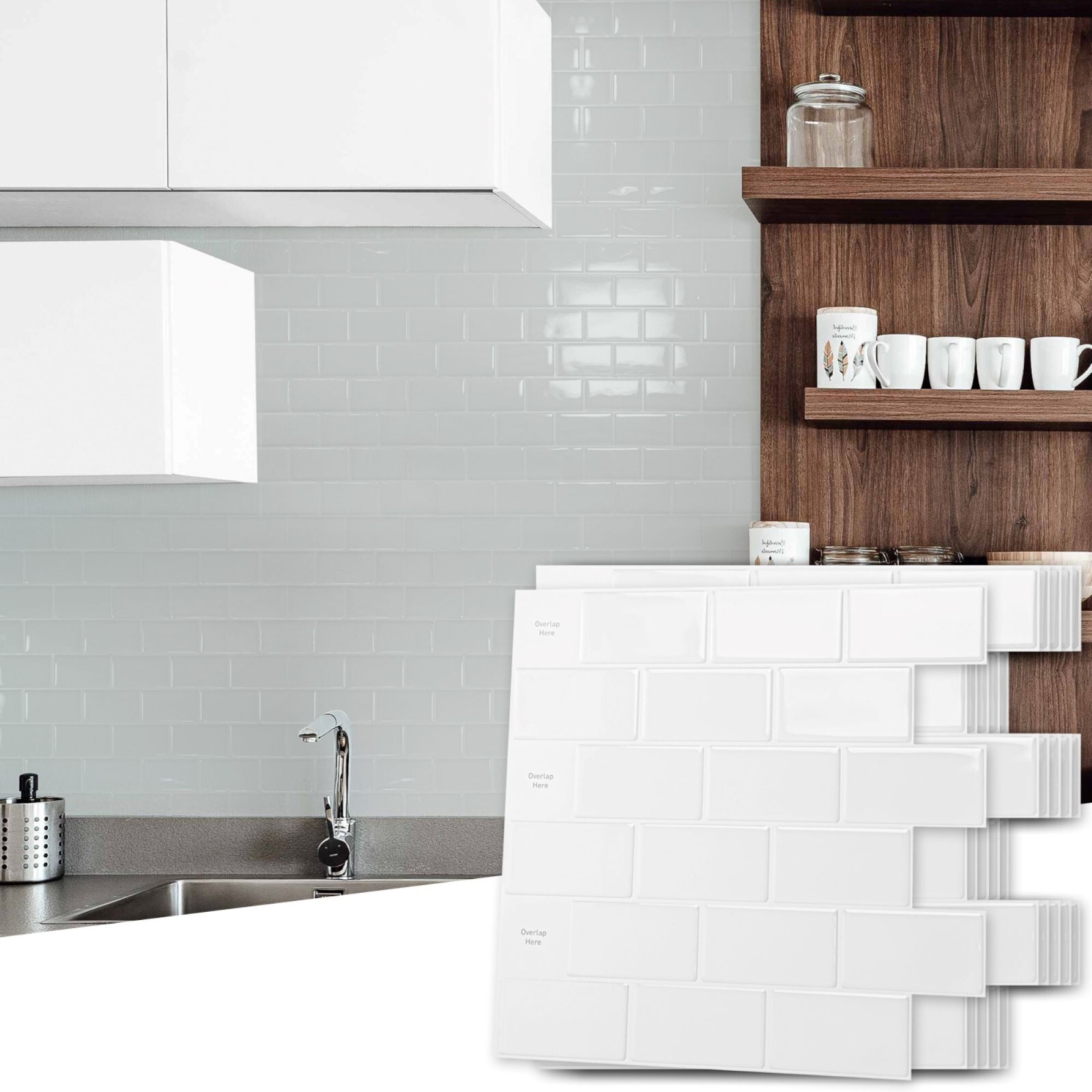 Art3d 10-Sheet 12”X12” Peel and Stick Backsplash Tile for Kitchen,Subway Tiles