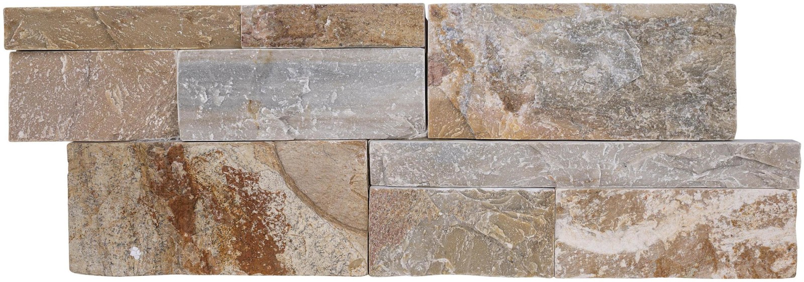 Ackland AKPLPQ9X24F-PL 9″ x 24″ Quartzite Hardscape Wall Tile – – Amber Cream