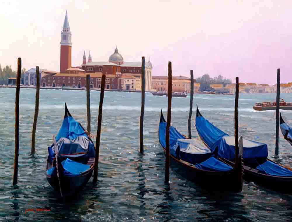 Venice Accent & Decor Tile Jack White Mediterranean Gondola Art JWA026AT