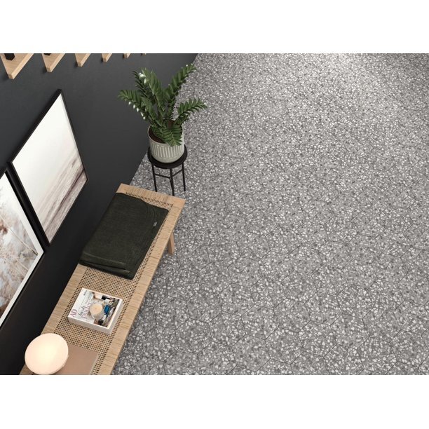 Industry Tile 9×10 Hexagon Terrazzo Gray Porcelain Tile (8.08 sq ft per case)