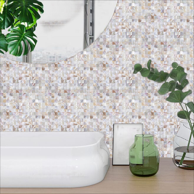 Jhana Tile Peel N Stick Wall Decor Genuine Shell Mosaic, PSSM 102 Natural Color