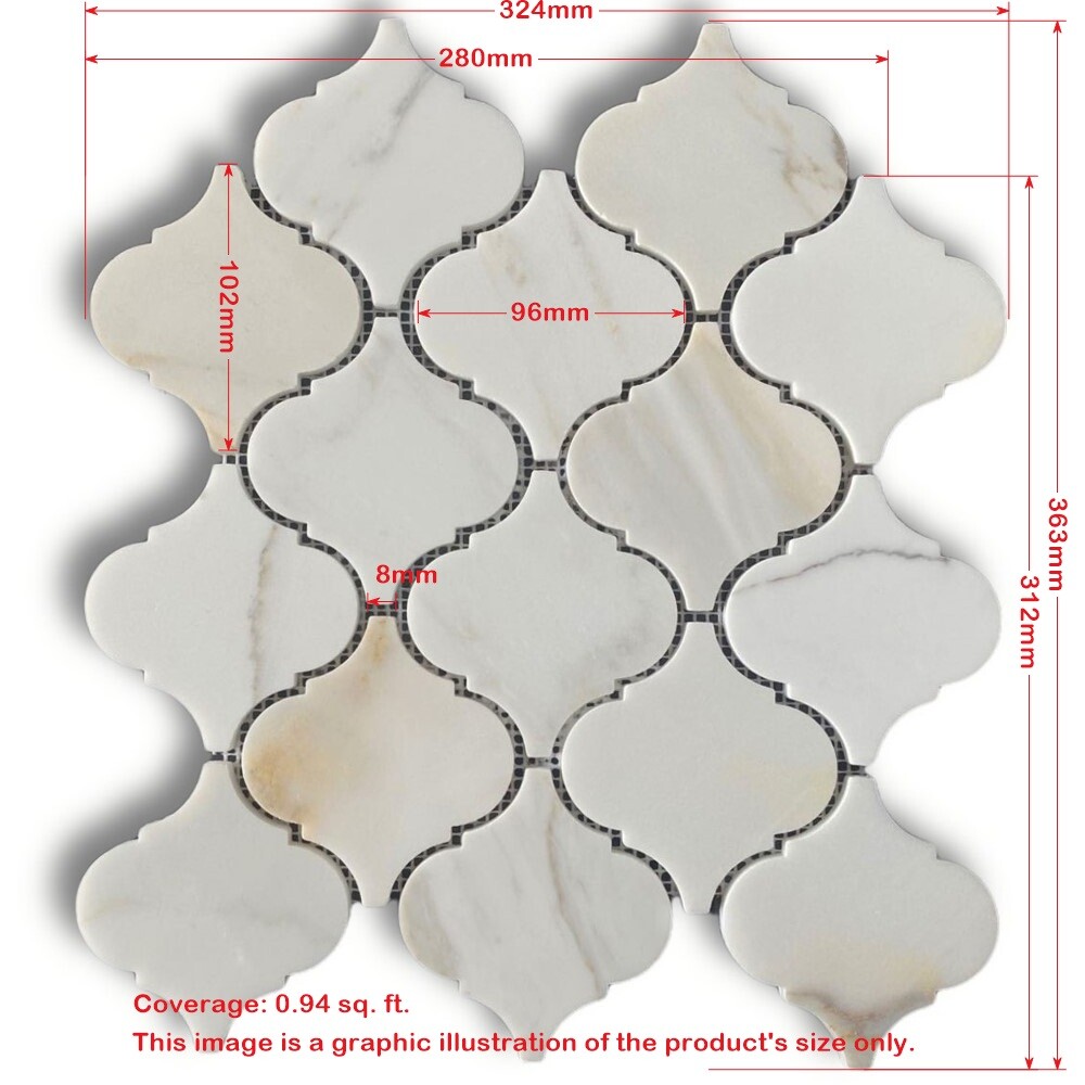 G893XH Calacatta Gold Calcutta Marble Arabesque Lantern Baroque Tile Honed