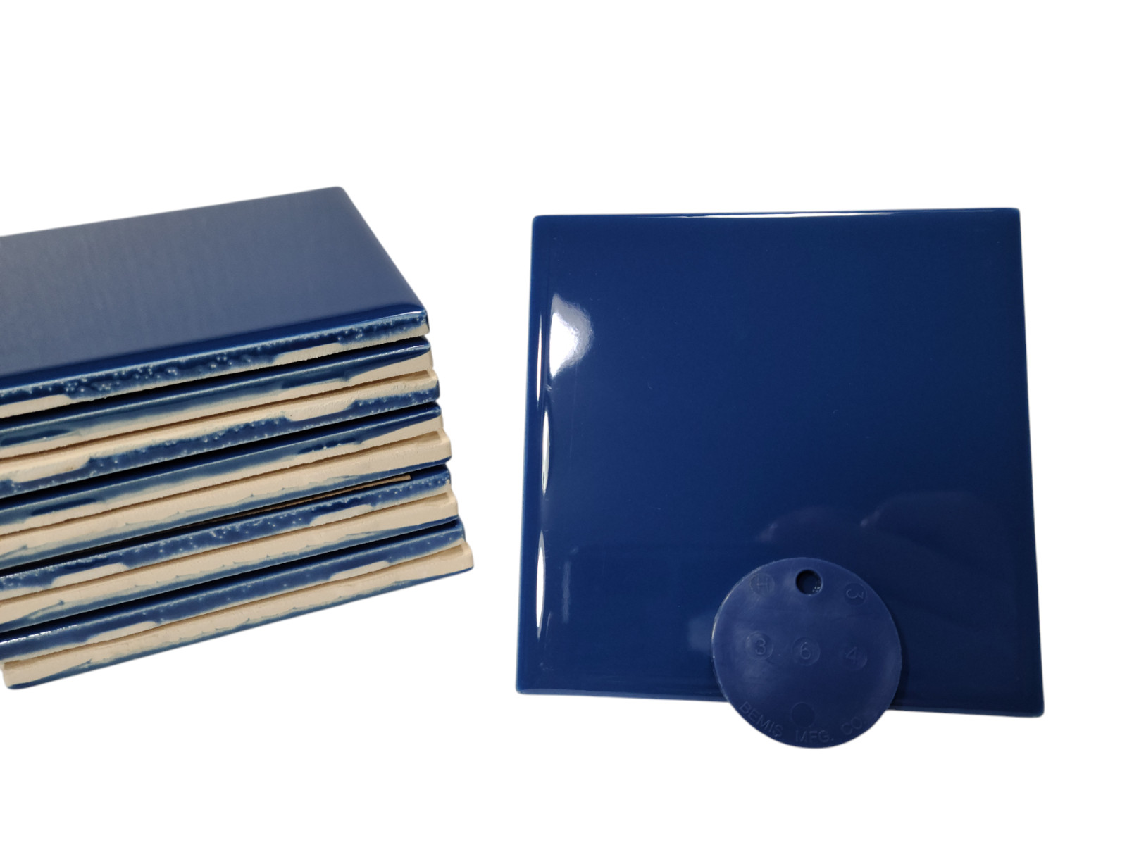 Colonial Blue Ceramic Tile 4.25 in Shower Backsplash Subway Mid Century Modern