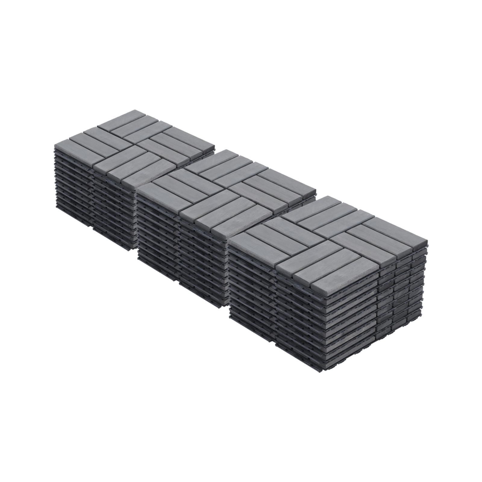 30 PCS Interlocking Deck Tiles Checker Pattern, 12″ x 12″ Square Light Gray