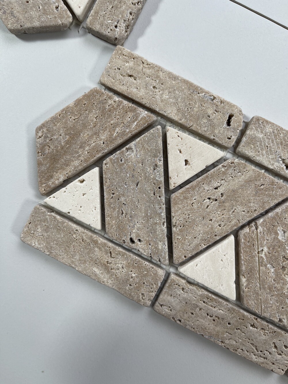 B0094T Marble Mosaic Border Accent Listello Tile Piza Tan 4.1×11.3 Tumbled