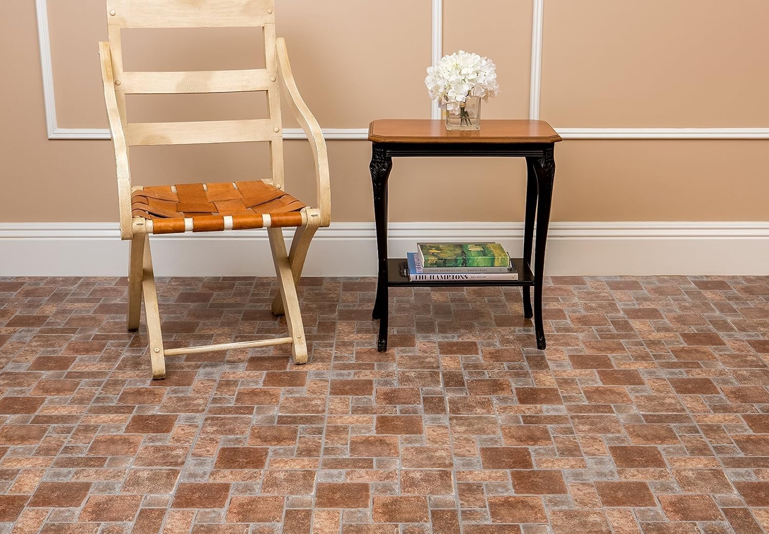 Nexus Self Adhesive 12-Inch Vinyl Floor Tiles, 20 Tiles 12″ X 12″, Brick Pattern