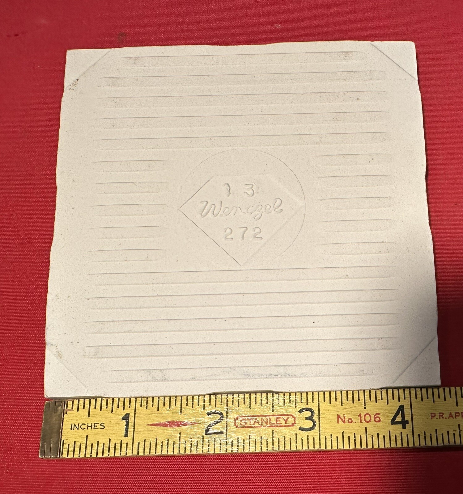 1 pc. *Almond – Bone* Crystal Glaze; Ceramic Tile by Wenczel Co. 4-5/16″ NOS