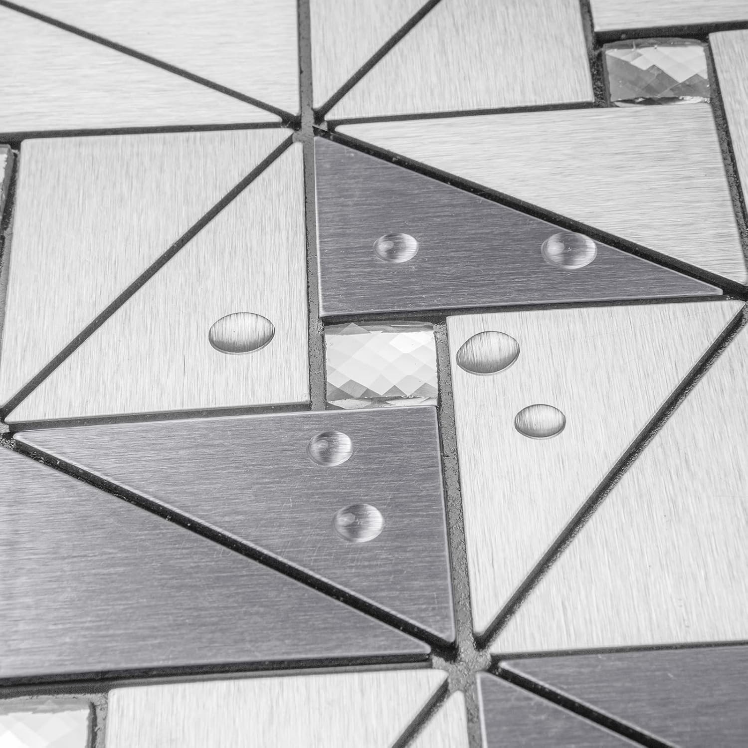 Peel and Stick Backsplash Metal Tile, Mixed Glass Self-Adhesive Mosaic Tiles