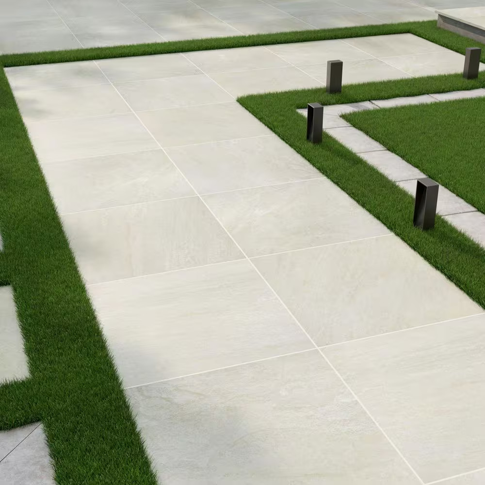 Quartz White 2 Cm. X 24 In. X 24 In. Matte Porcelain Stone Look Paver Tile (8 Sq