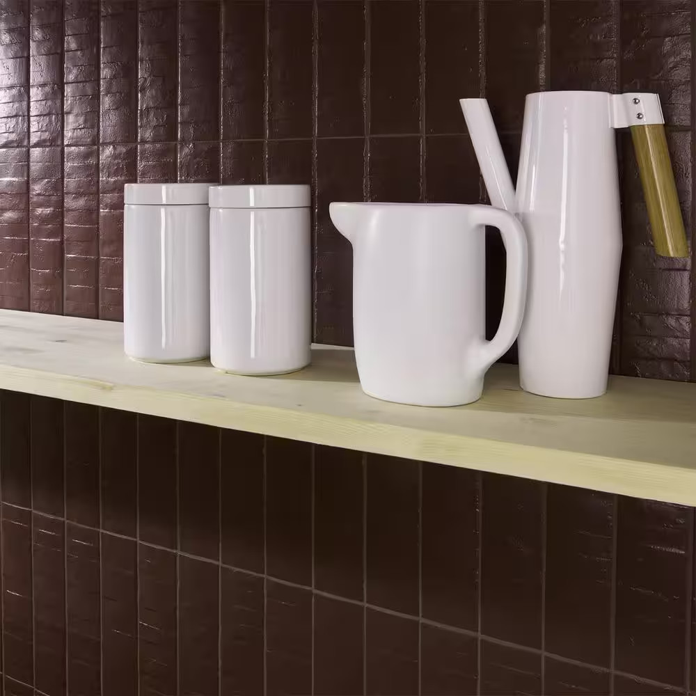 Chord Matter Eggplant 2.95 In. X 11.81 In. Textured Porcelain Floor and Wall Til