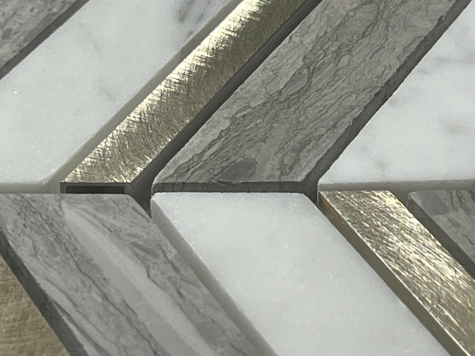 S11 White/Grey/Gold Marble Stone Mosaic Tile Kitchen Bathroom Polished, 7 sheets