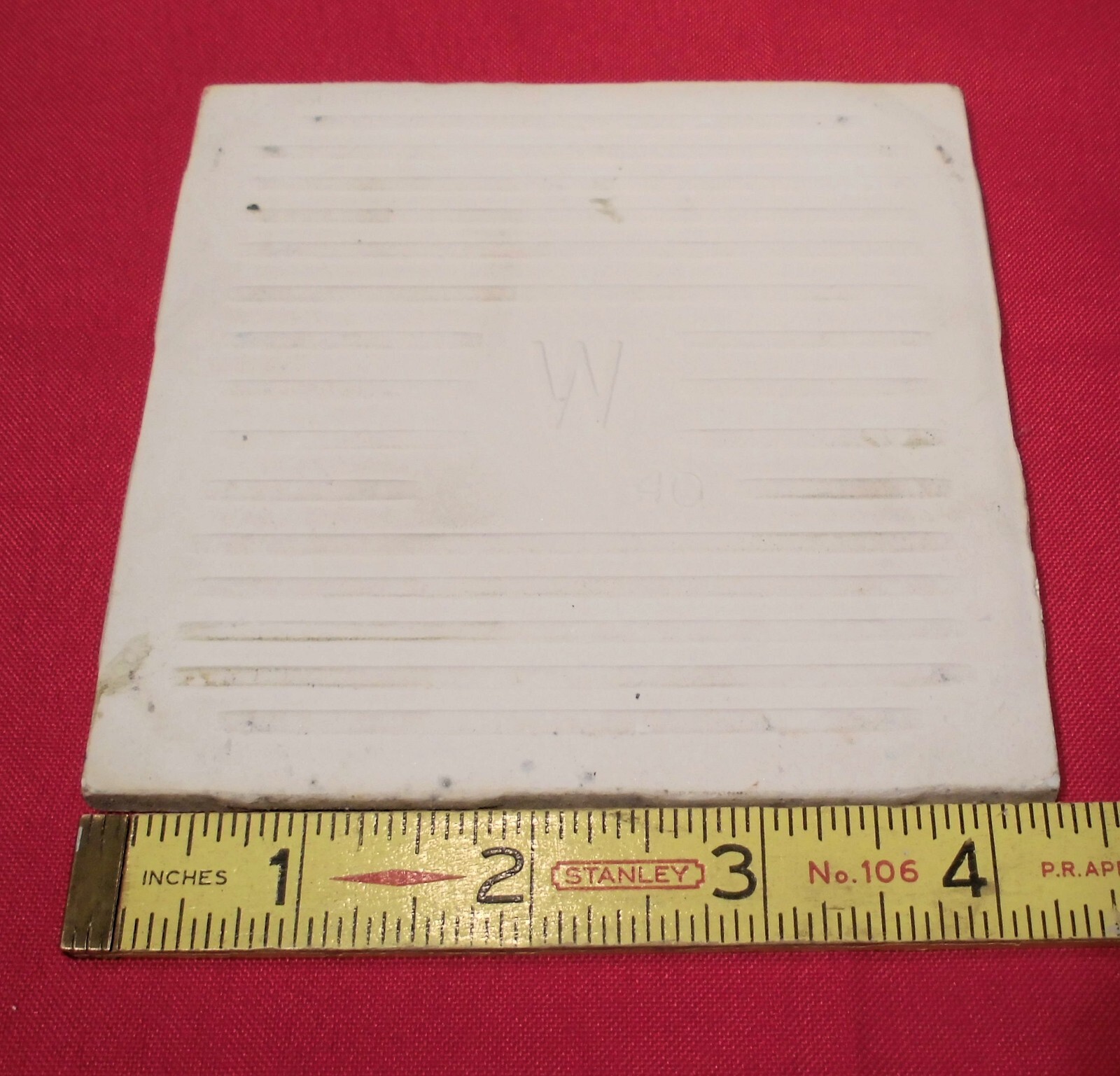 1 pc. White: Crystal Glaze Ceramic Tile by Wenczel Co. 4-5/16″ made 1970’s – 80