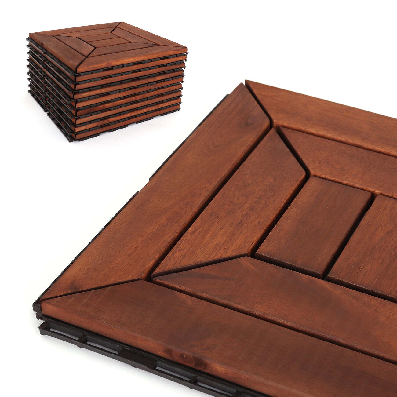 3rd Street Inn Deck Tiles – Interlocking Acacia Patio Tiles -Oiled Acacia Finish