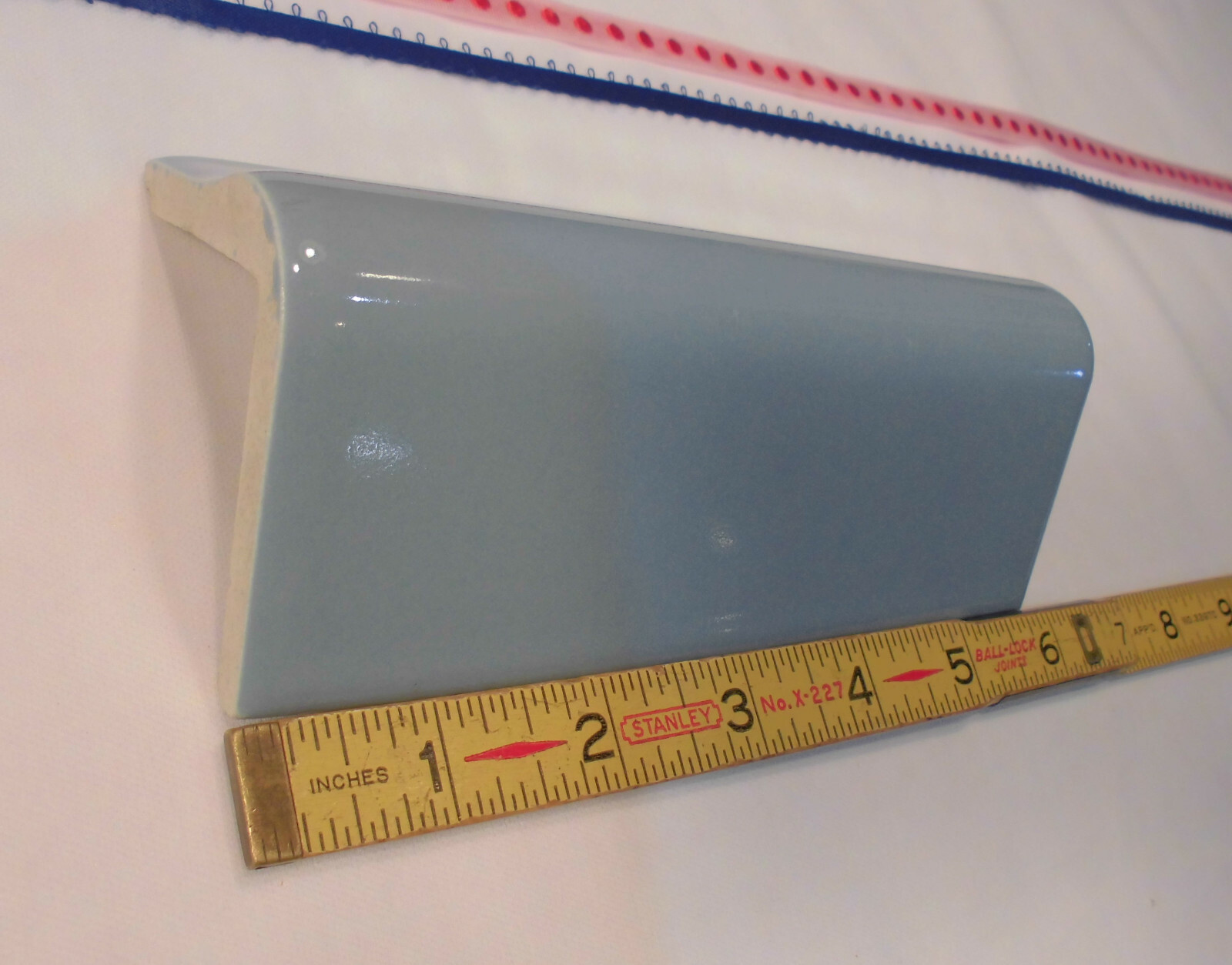 1 pc. *Bright Dark Wedgewood* V Cap Ceramic Trim Tile; Counter Top Edging; Blue