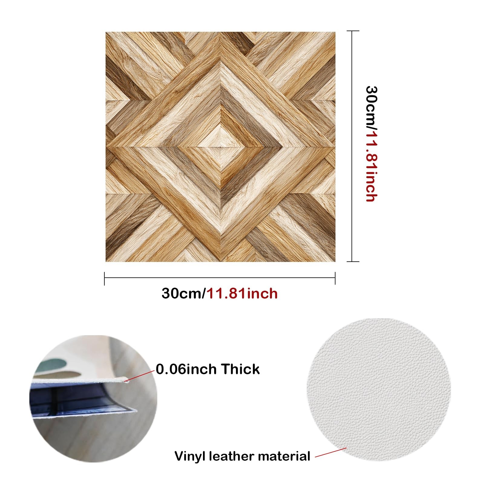 Peel and Stick Vinyl Flooring, 12×12 Inch Geometric Triangle Marble-Look, Sel…