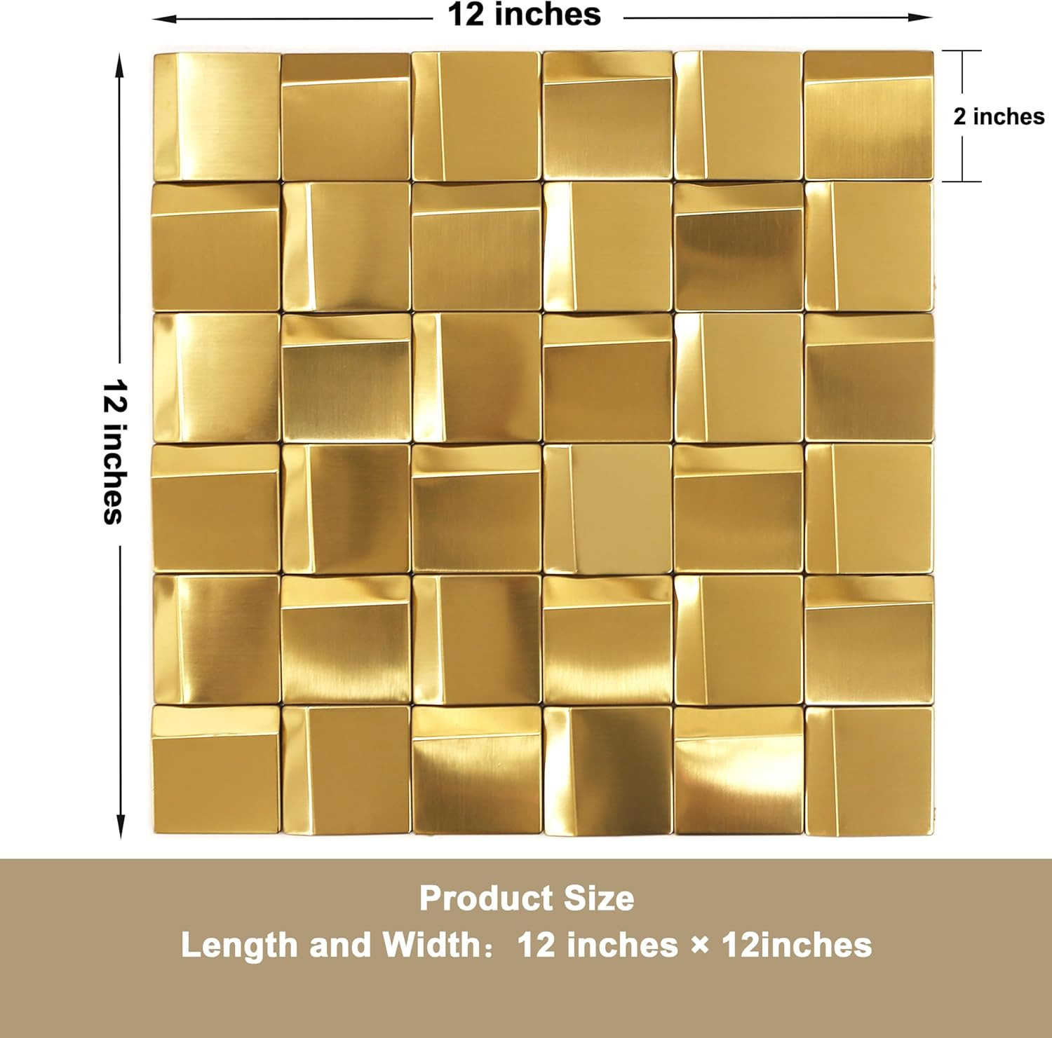 5 Sheets 3D Gold Metal Mosaic Tiles for Stunning Wall Backsplash – 5 Sq Ft