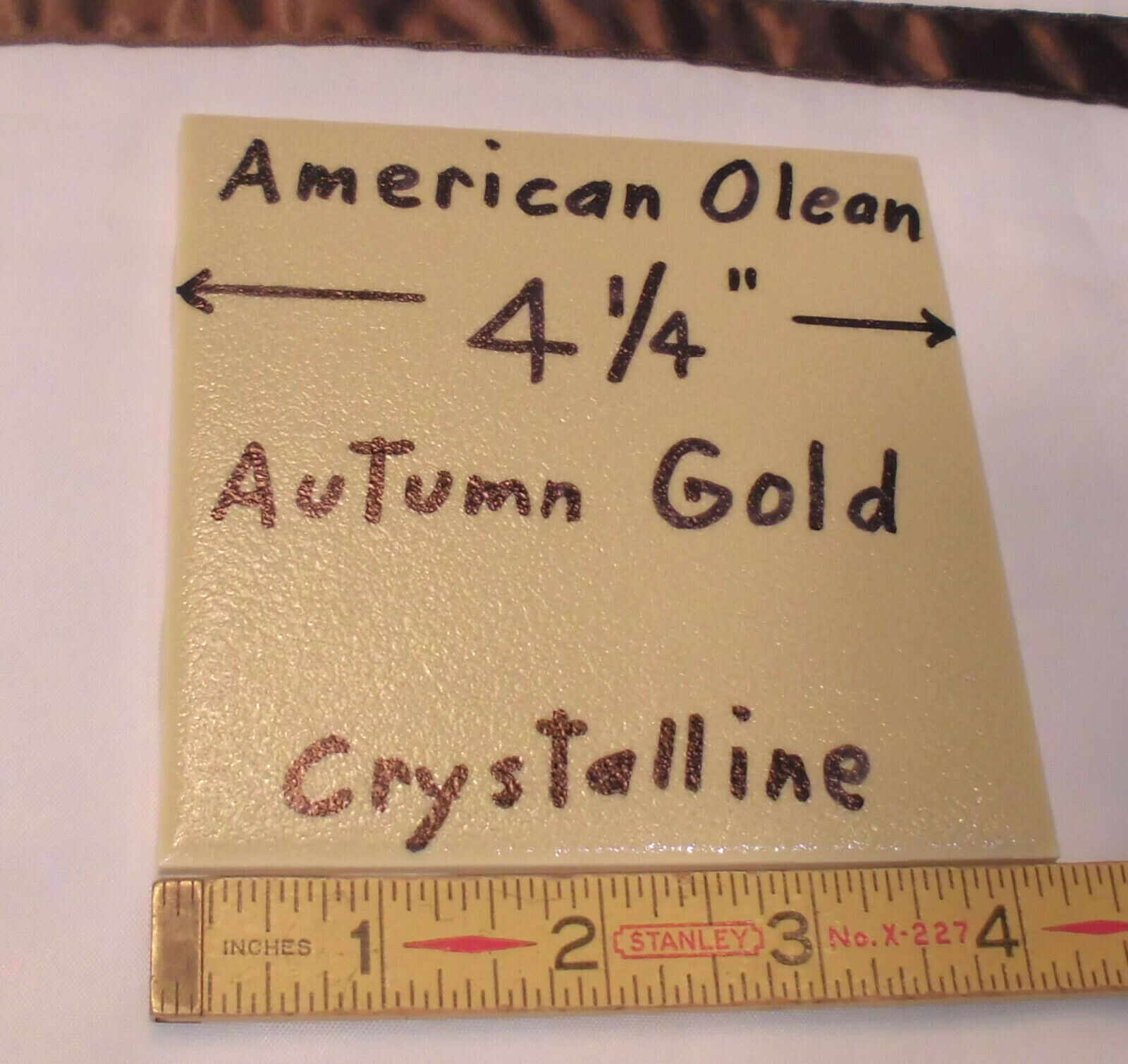 1 pc. *Golden Yellow* Ceramic Tile Crystalline Glazed by American Olean 4-1/4″