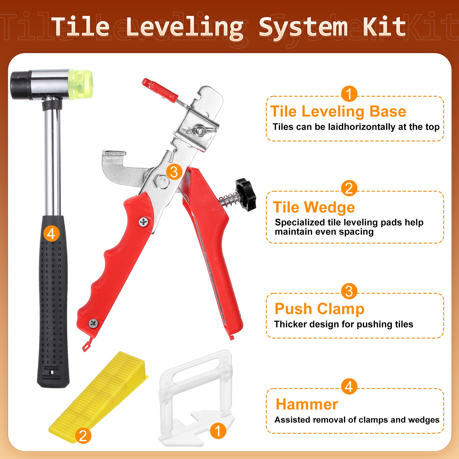 1 Set Tile Leveling System Kit, Wall/Floor Adjustment Leveling System, Yellow