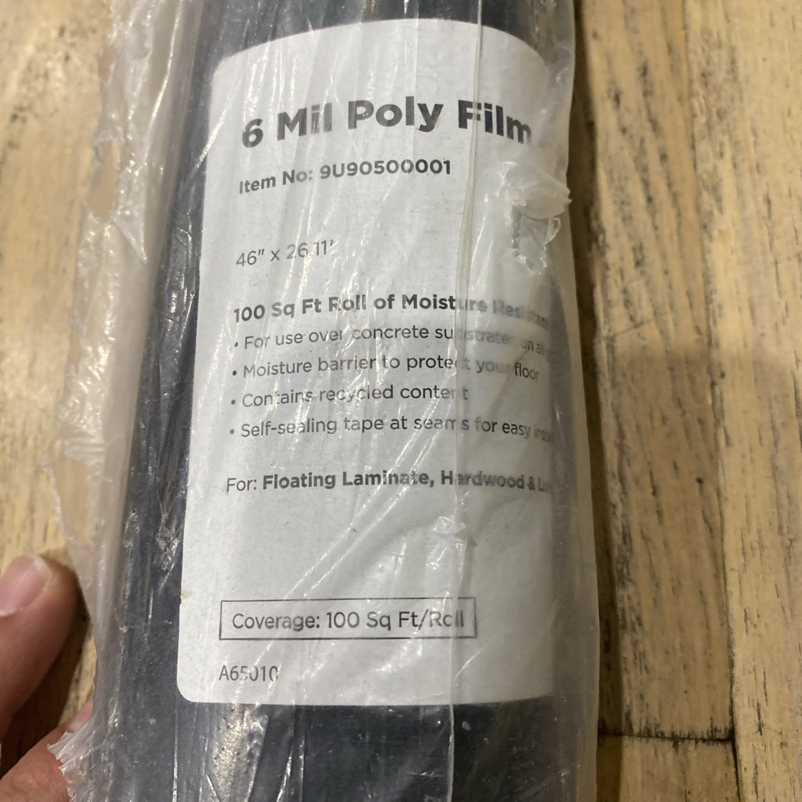 Shaw 6 Mil Poly Film -Moisture Barrier (Black) 46″ x 26′ or 100 Sq/Ft /roll