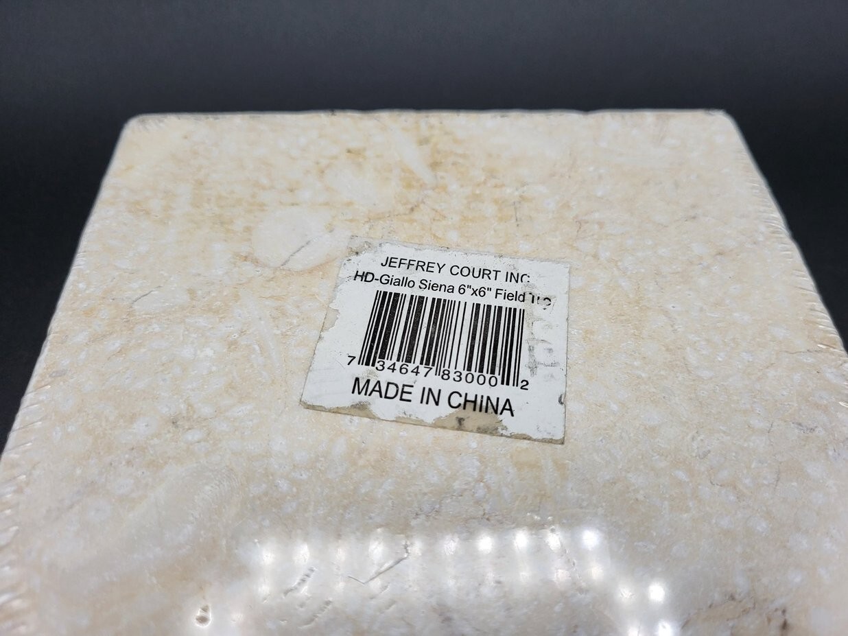 Jeffrey Court Inc Set of 4 Sample Tiles HD-Giallo Siena 6” x 6” Heavy Stone