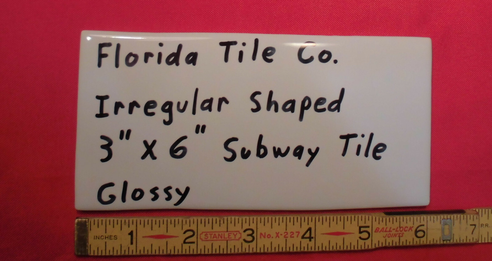 1 pc. *Irregular White* Subway Glossy Ceramic Tile 3″ X 6-1/16″ Florida Co. New