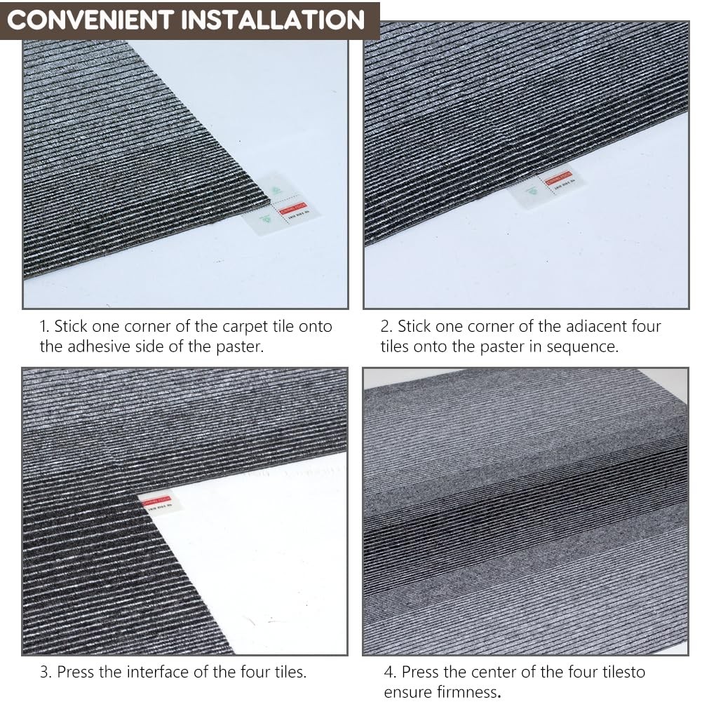 LITA Commercial Carpet Tiles Gradual Gray, 24″ x 24″ Squares, 18 Tiles, 72 sq