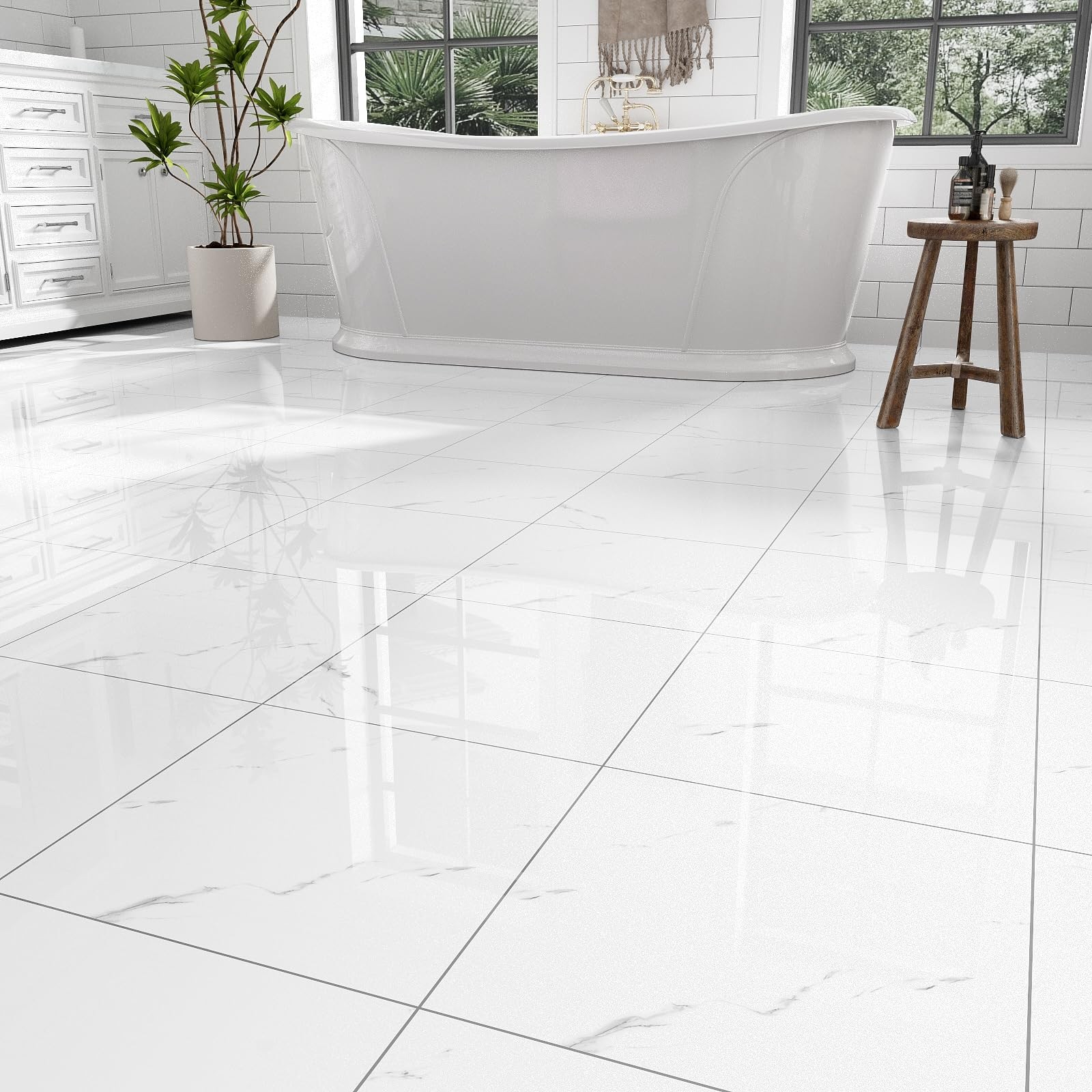 10-Pack Peel and Stick Floor Tiles Vinyl Floor 12 x 12 inch Self Adhesive Wat…