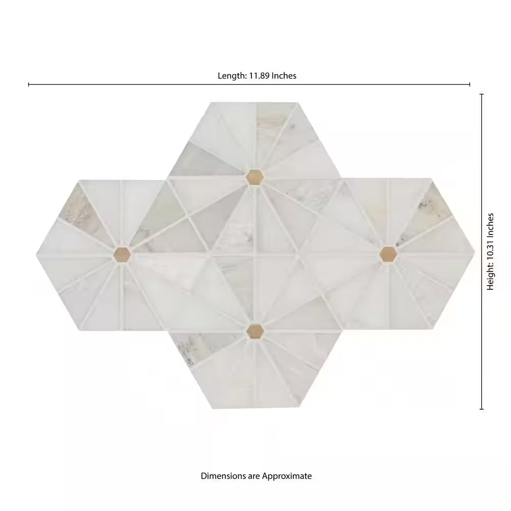 Elegante White Pinwheel 11 In. X 12 In. Stone/Metal Mesh Mounted Mosaic Floor an