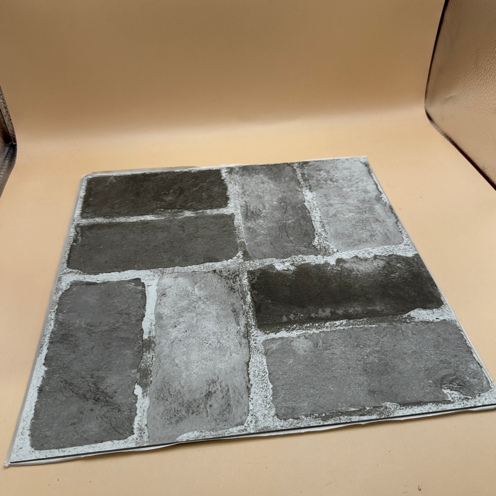 Pack of 10 FloorPops 12″x12″ Harvard Brick Grey Peel & Stick Floor Tiles
