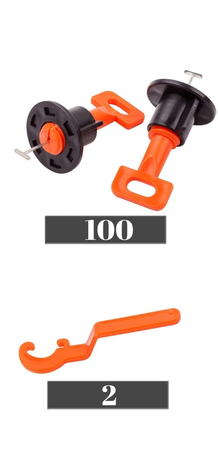 TILE T LEVELING SYSTEM KIT WITH 100PCS TILES T LEVELERS & 2 SPECIAL WRENCHES