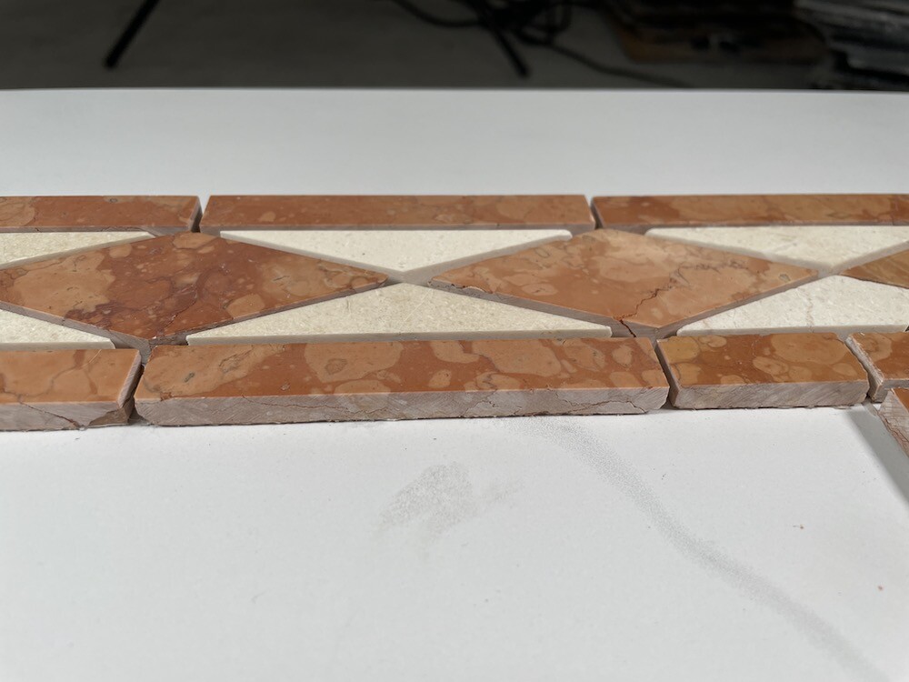 B0006P Marble Mosaic Border Listello Accent Tile Classic Rossa 3×7.9 Polished
