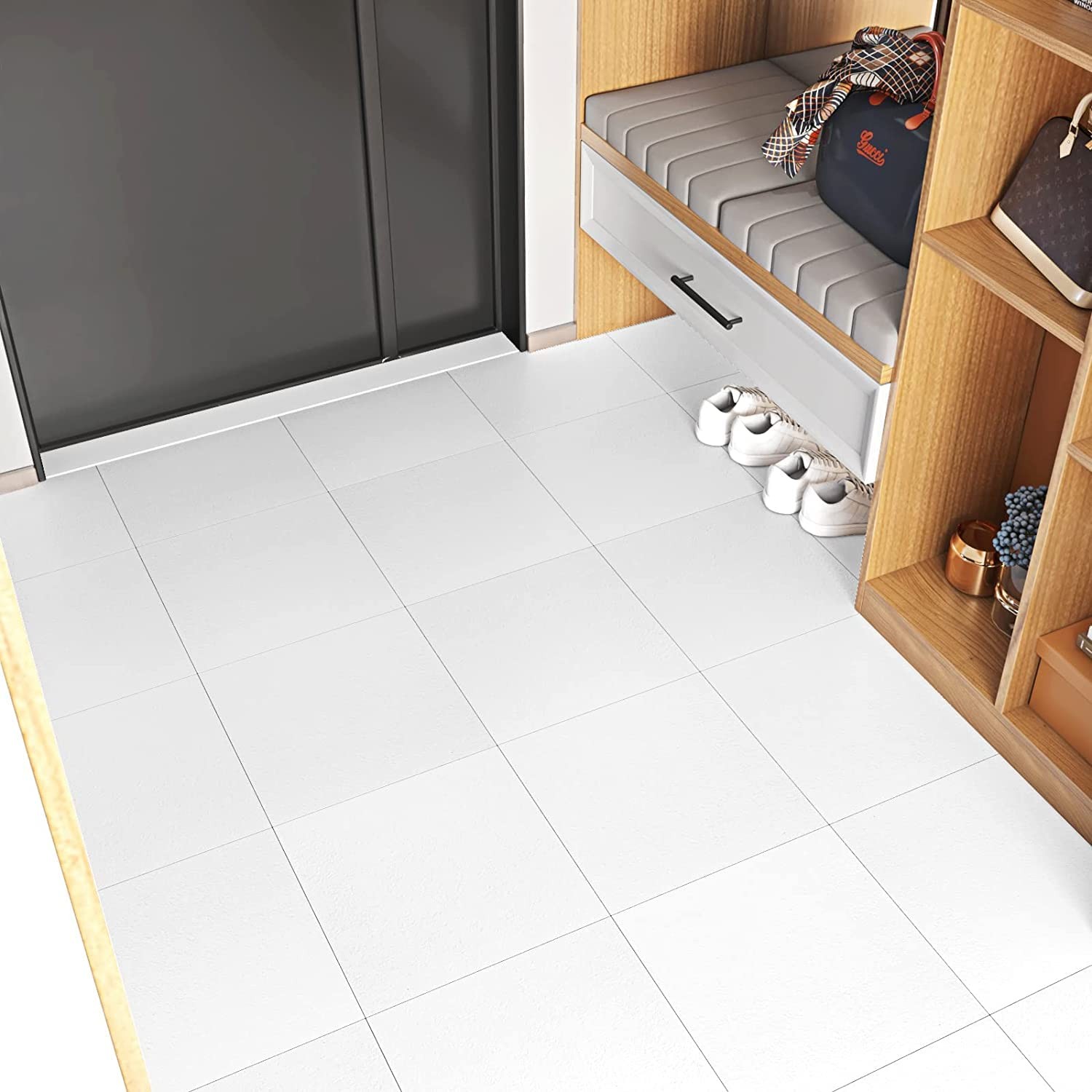 Peel and Stick Floor Tile Waterproof 12X12 in White Vinyl Flooring Peel and