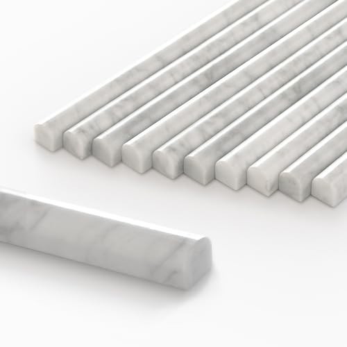 10-Pack White Marble Pencil Liner Tile 3/4″ x 12″ Honed Edge Trim for Backsplash