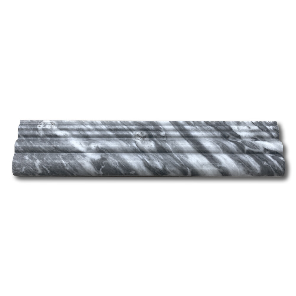 K14H Bardiglio Gray Marble 2-1/2×12 Chair Rail Trim Molding Honed